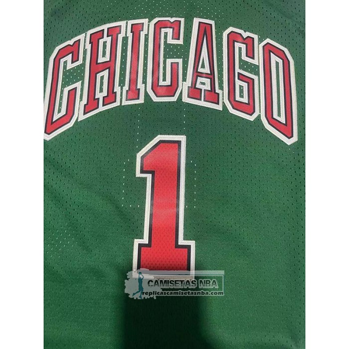 Camiseta Chicago Bulls Derrick Rose NO 1 Mitchell & Ness 2008-09 Verde2